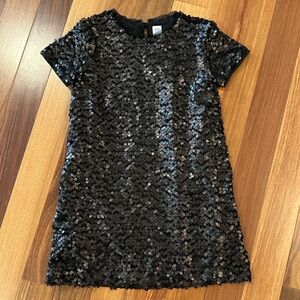 Gap Kids Girls Sz S Black Sequined Lined Shift Dress - Like New!